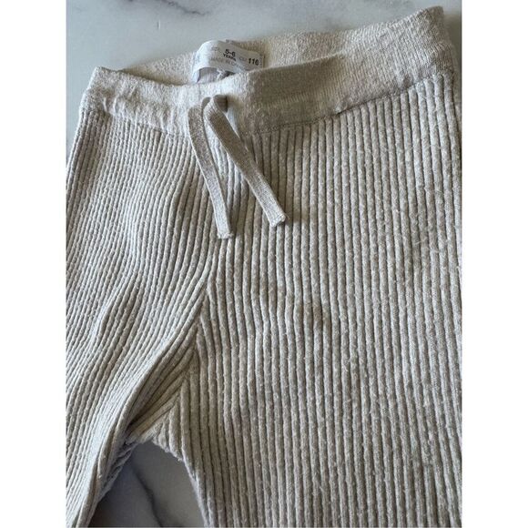 Zara girls toddler 5-6 cream ribbed leggings full length pull on basics cozy com - Picture 3 of 7